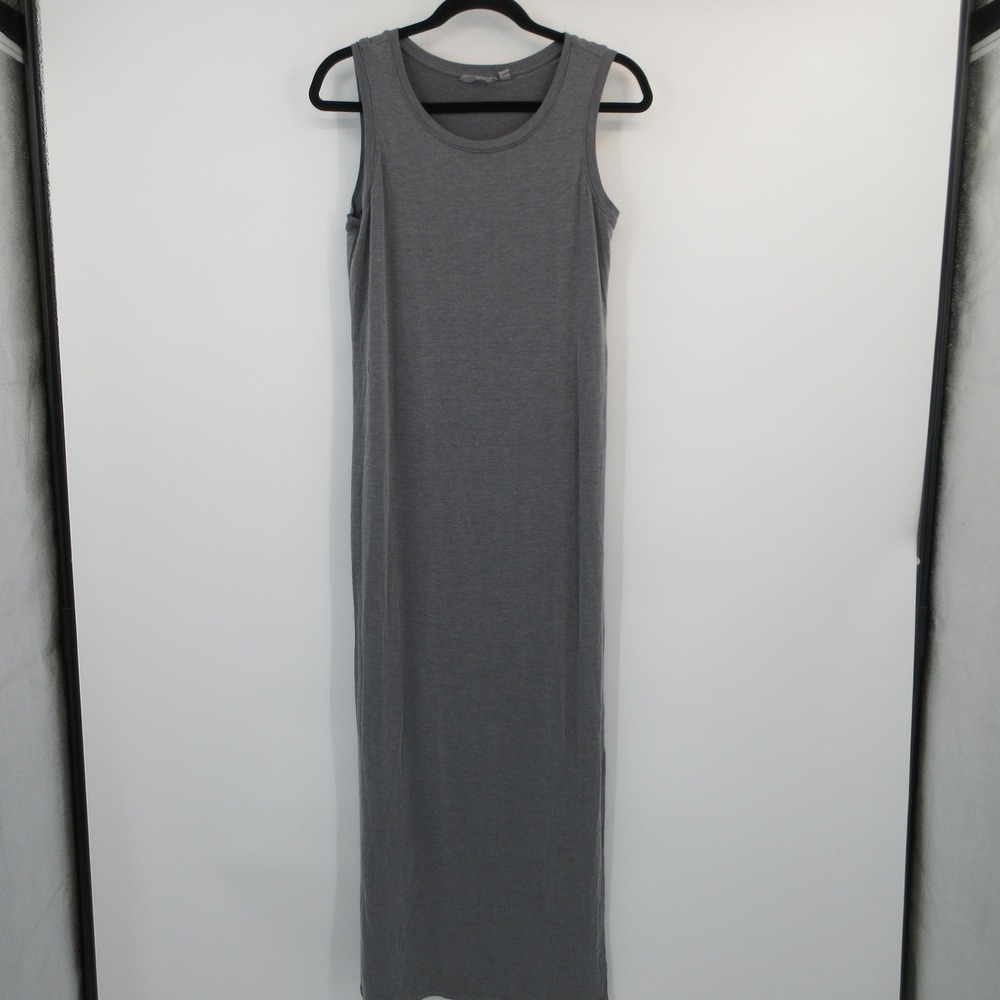 Athleta Womens Gray Tencel Blend Sleeveless Scoop Neck Side Slit Maxi Dress S